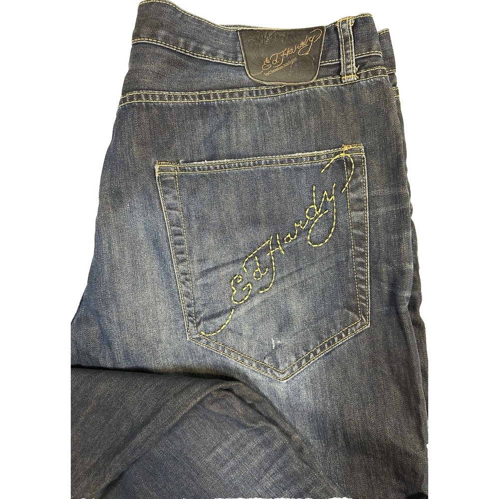 Ed Hardy By Christian Audigier Jeans Men's Sz 40x34‎ Straight Leg Button Fly